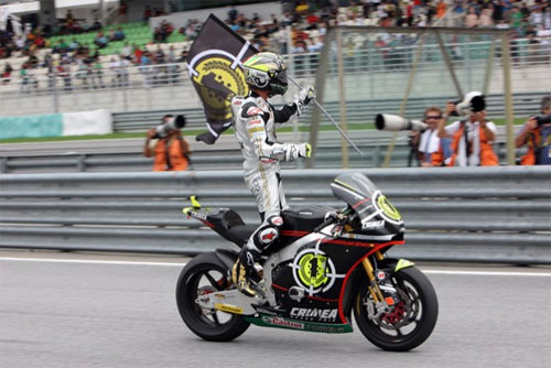 Toni Elias celebrates Moto2 Championship